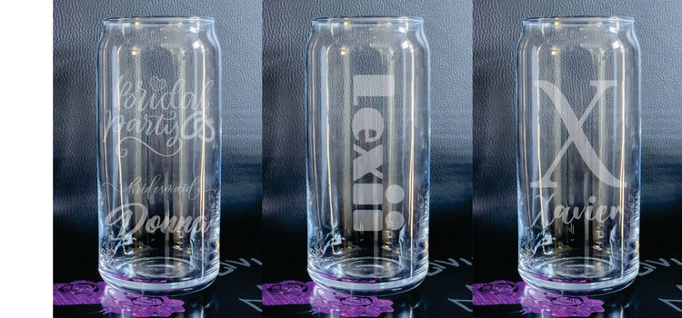 Etched Glass Can Drinkware