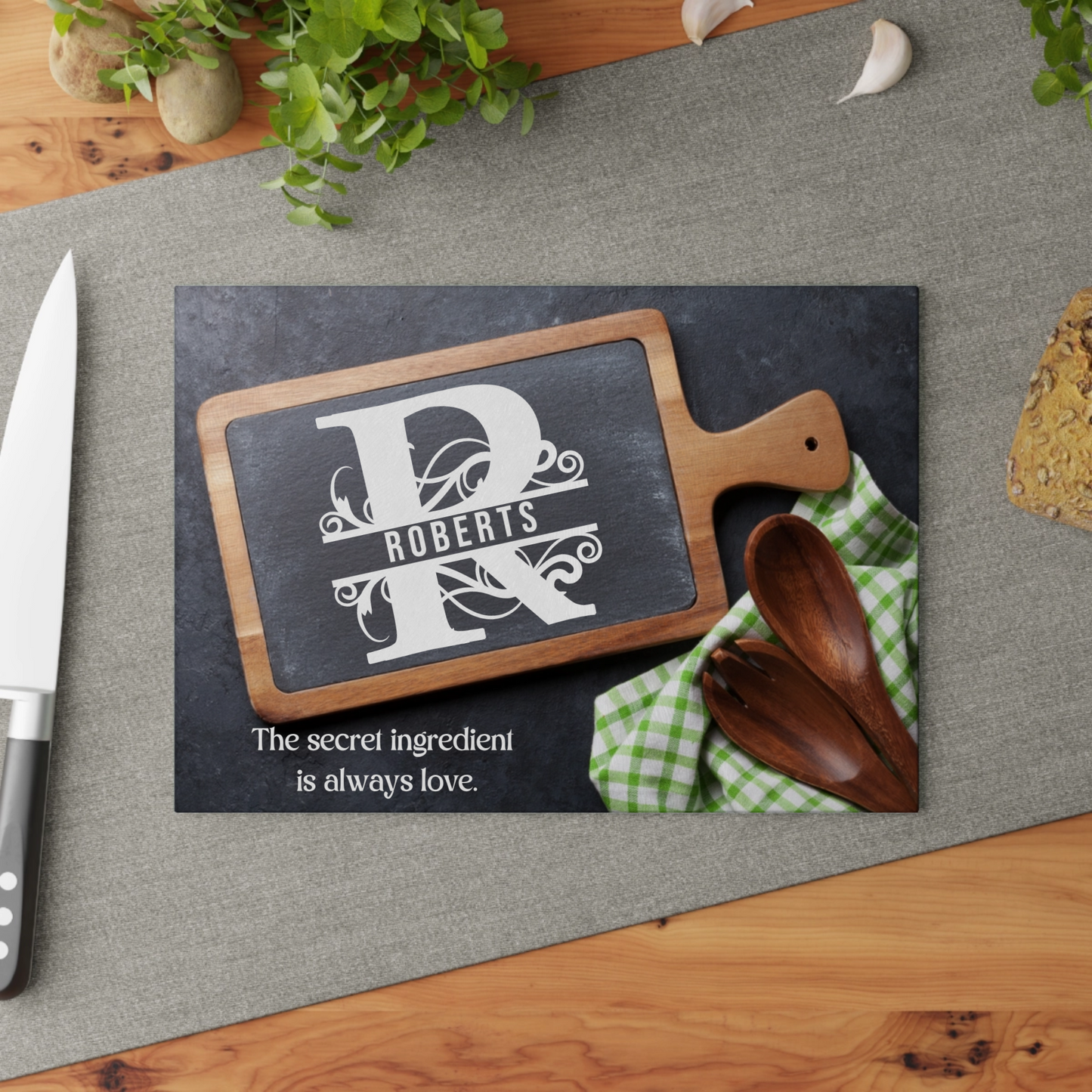Personalized Monogram Glass Cutting Board #38