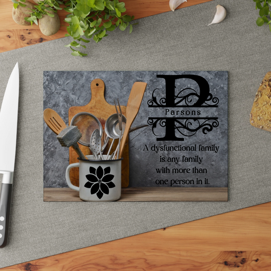 Monogram Personalized Custom Glass Cutting Board 40