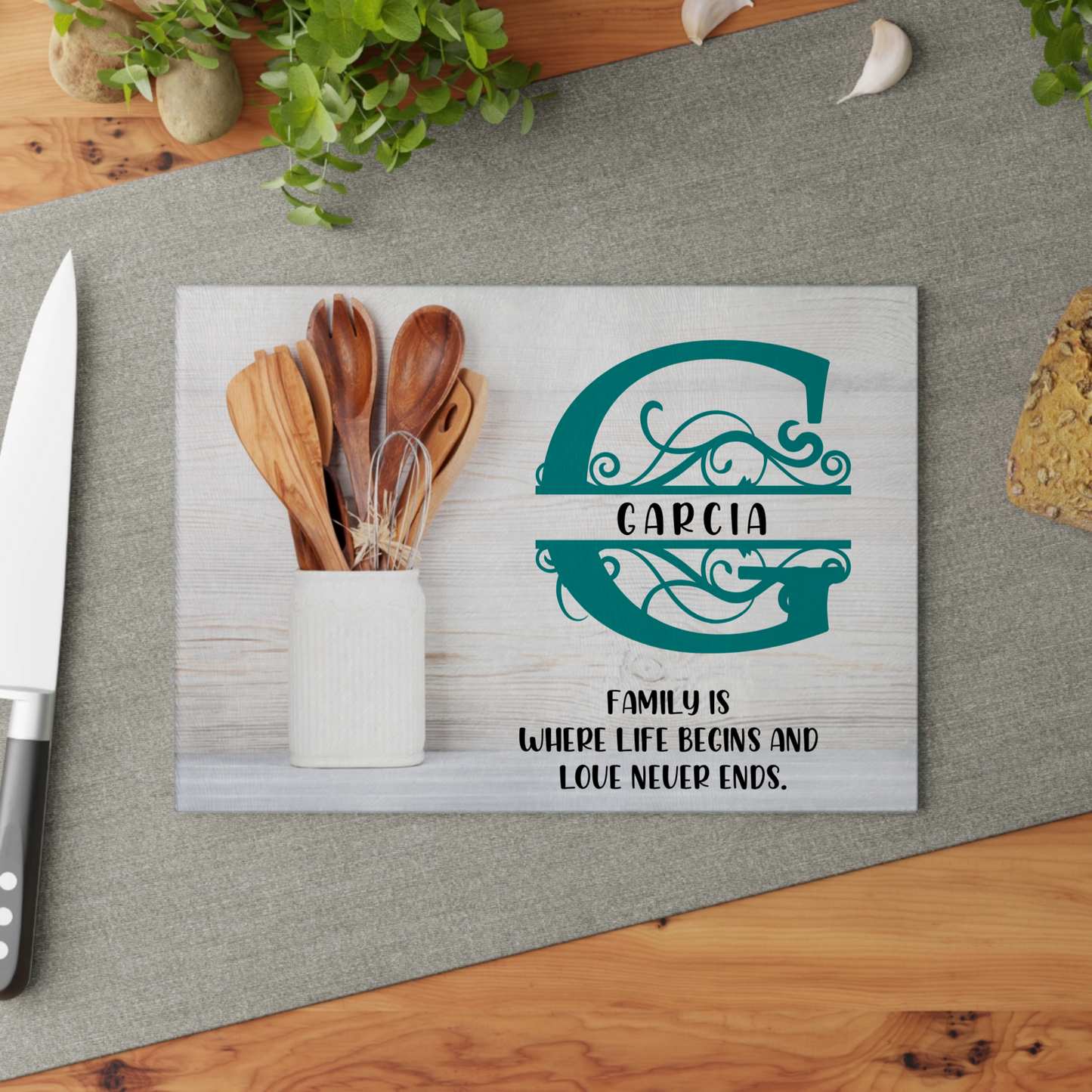 Personalized Monogram Glass Cutting Board #10