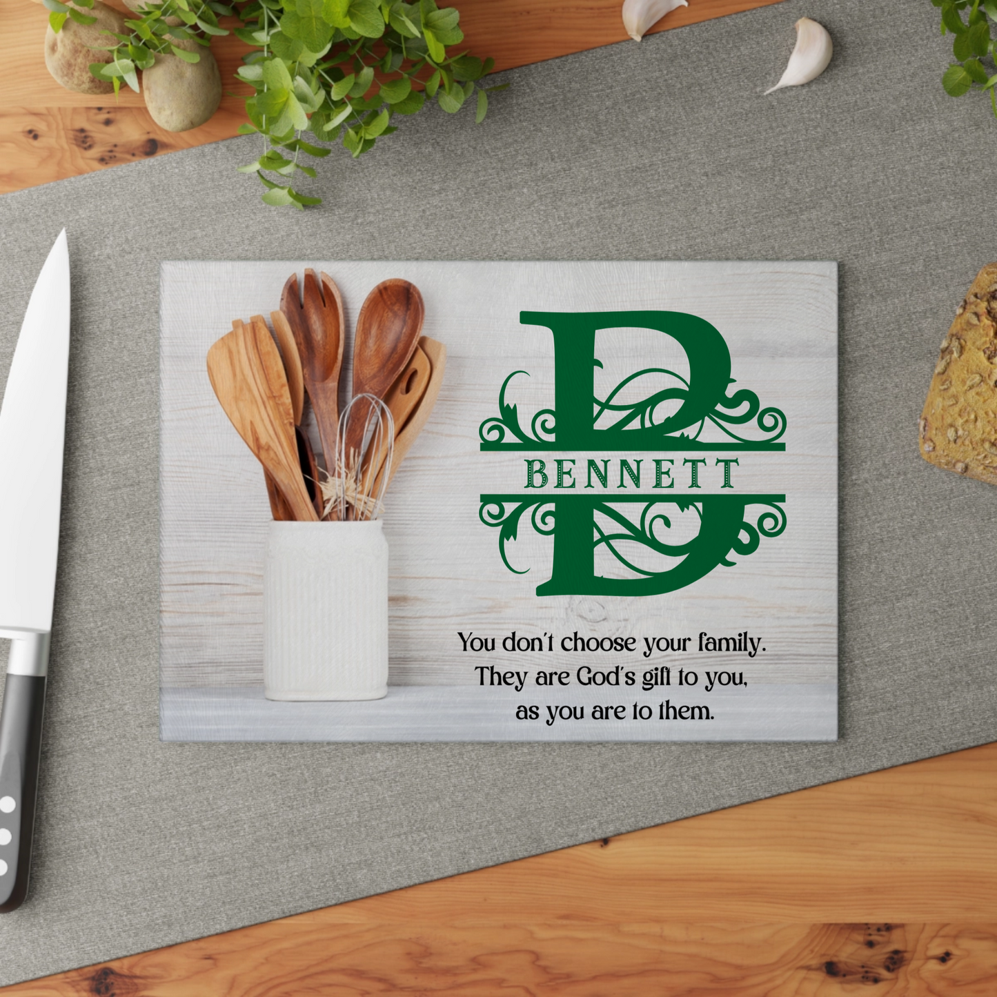Personalized Monogram Glass Cutting Board #10