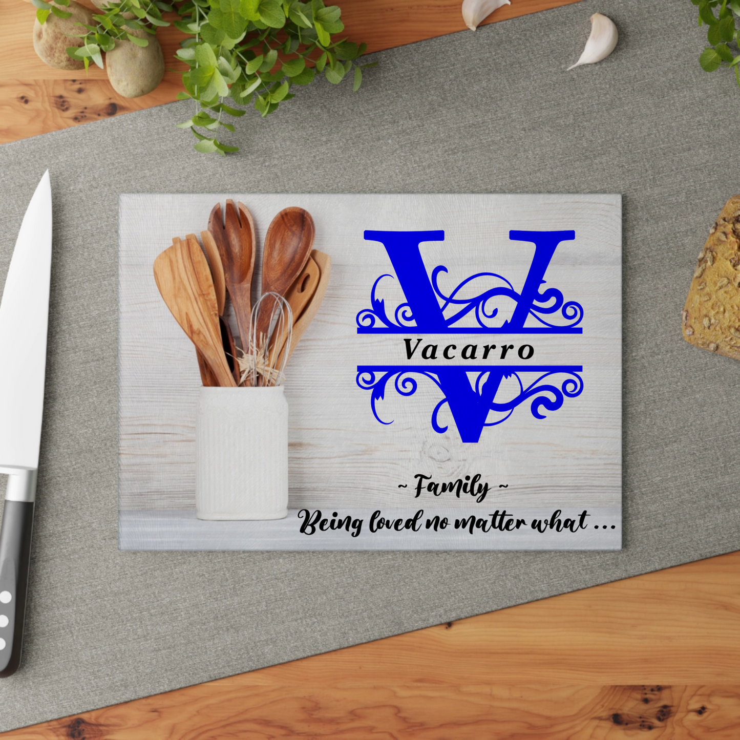 Personalized Monogram Glass Cutting Board #10