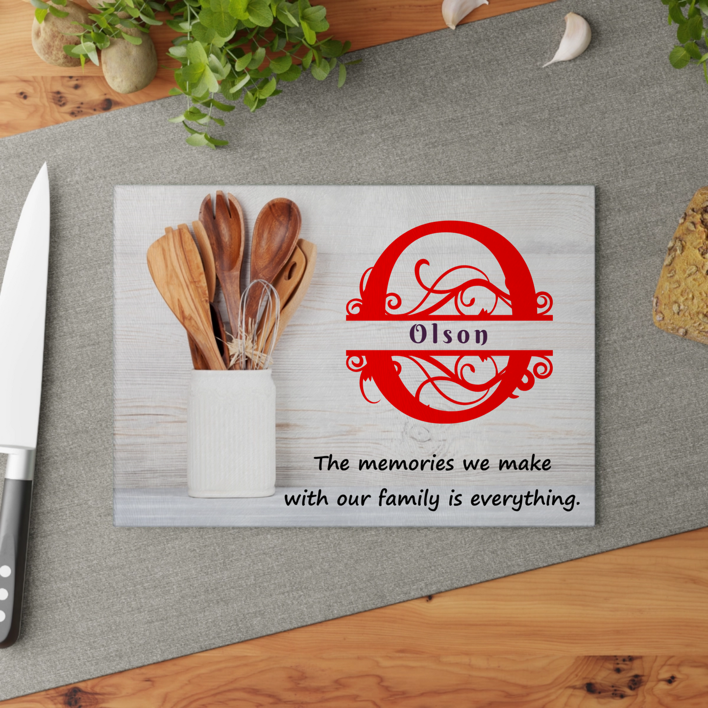 Personalized Monogram Glass Cutting Board #10