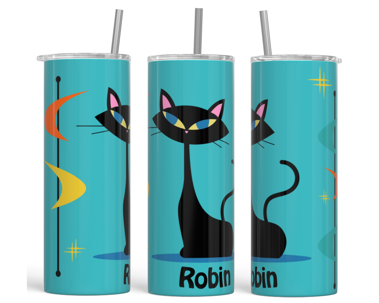 Retro Cat Vibes Personalized Tumbler