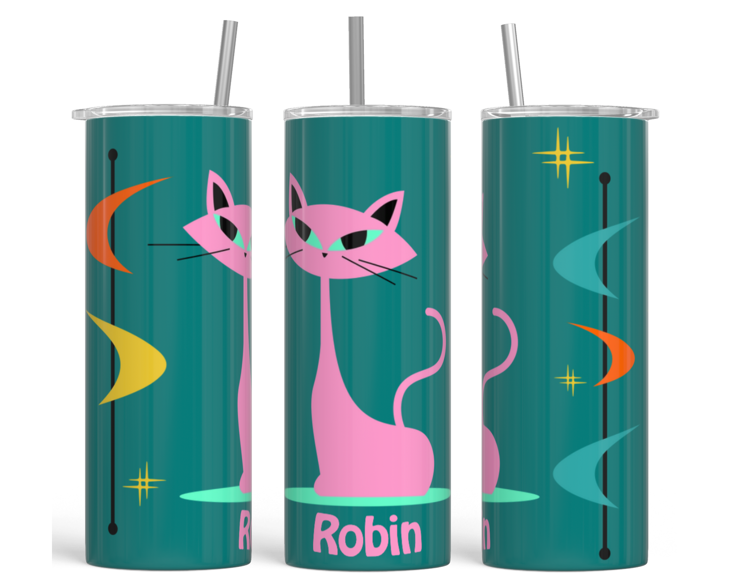 Retro Cat Vibes Personalized Tumbler