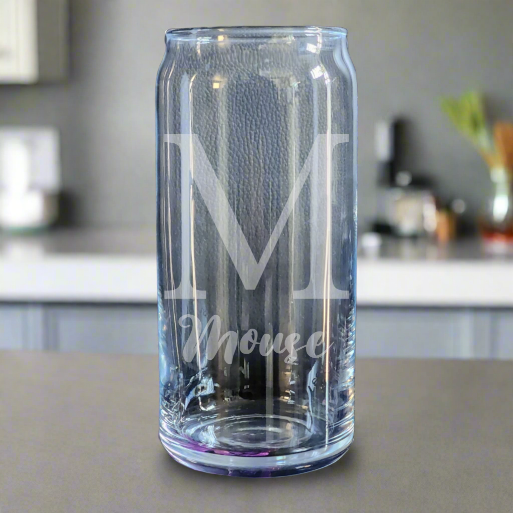Sample M Monogram Glass Etched and Personalized