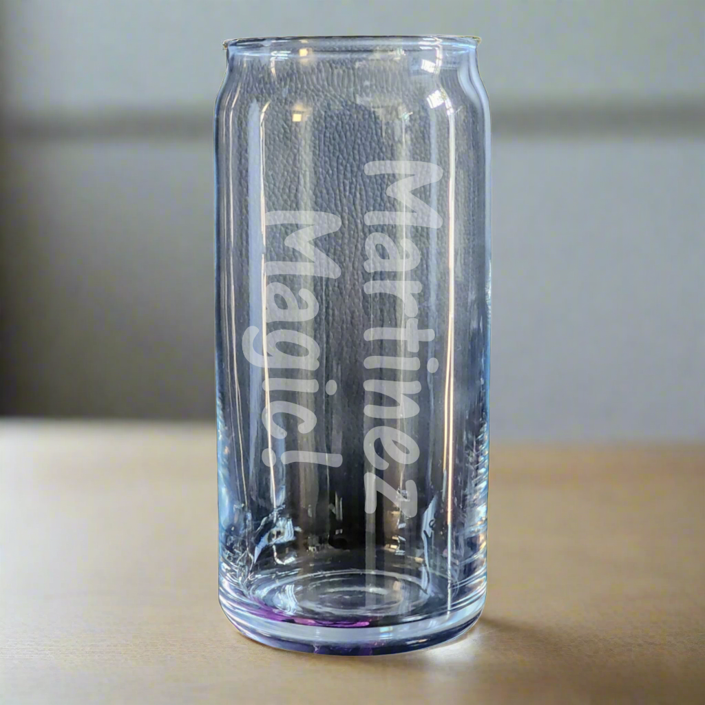 Sample Personalized Etched Text Glass with Name Vertical