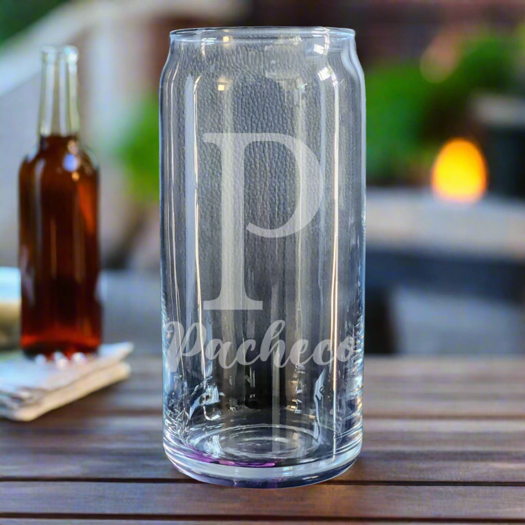 Sample P Monogram Glass Etched and Personalized