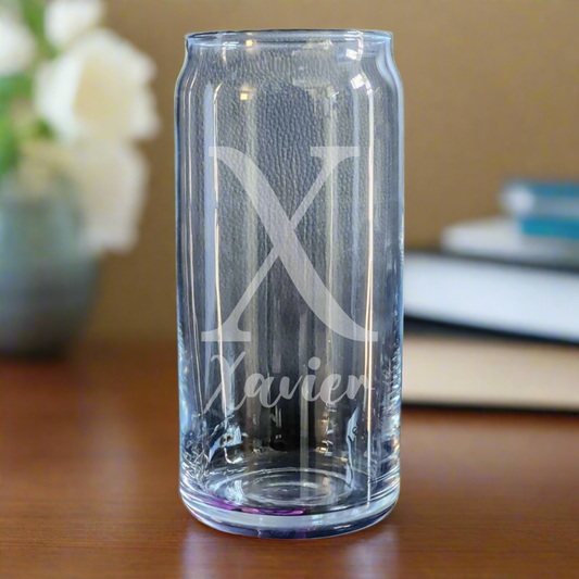 Sample X Monogram Glass Etched and Personalized