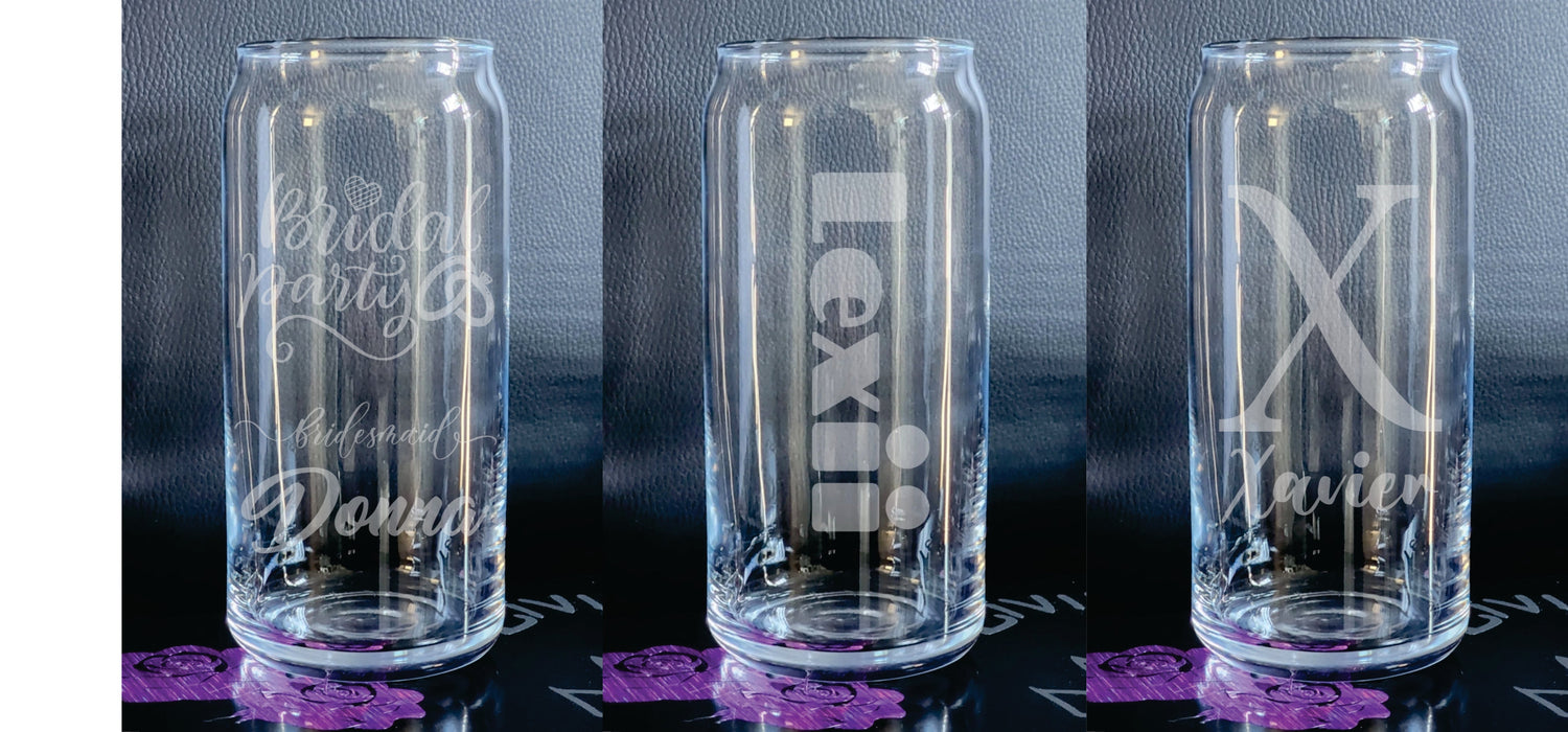 Etched Glass Can Drinkware