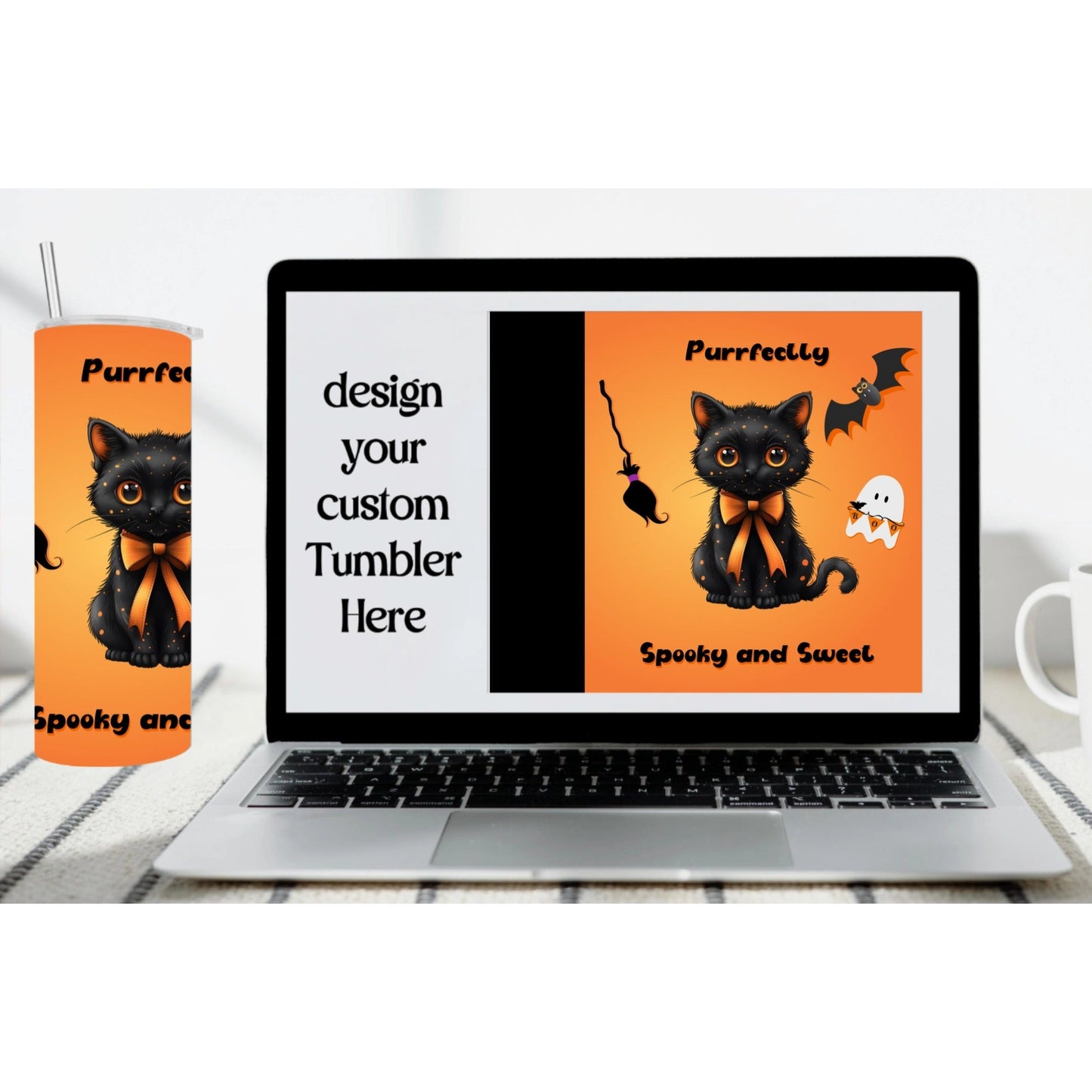 Spooky and Sweet Personalized Tumbler 🐈‍⬛