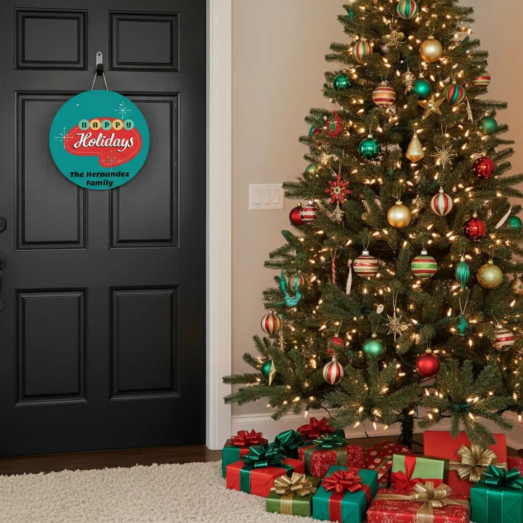 Mid Century Modern Happy Holidays Sign