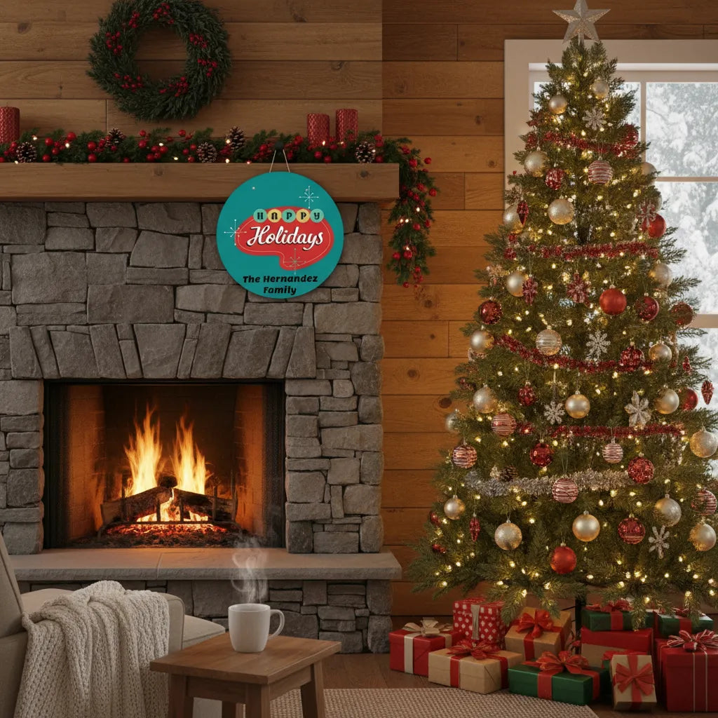Mid Century Modern Happy Holidays Sign