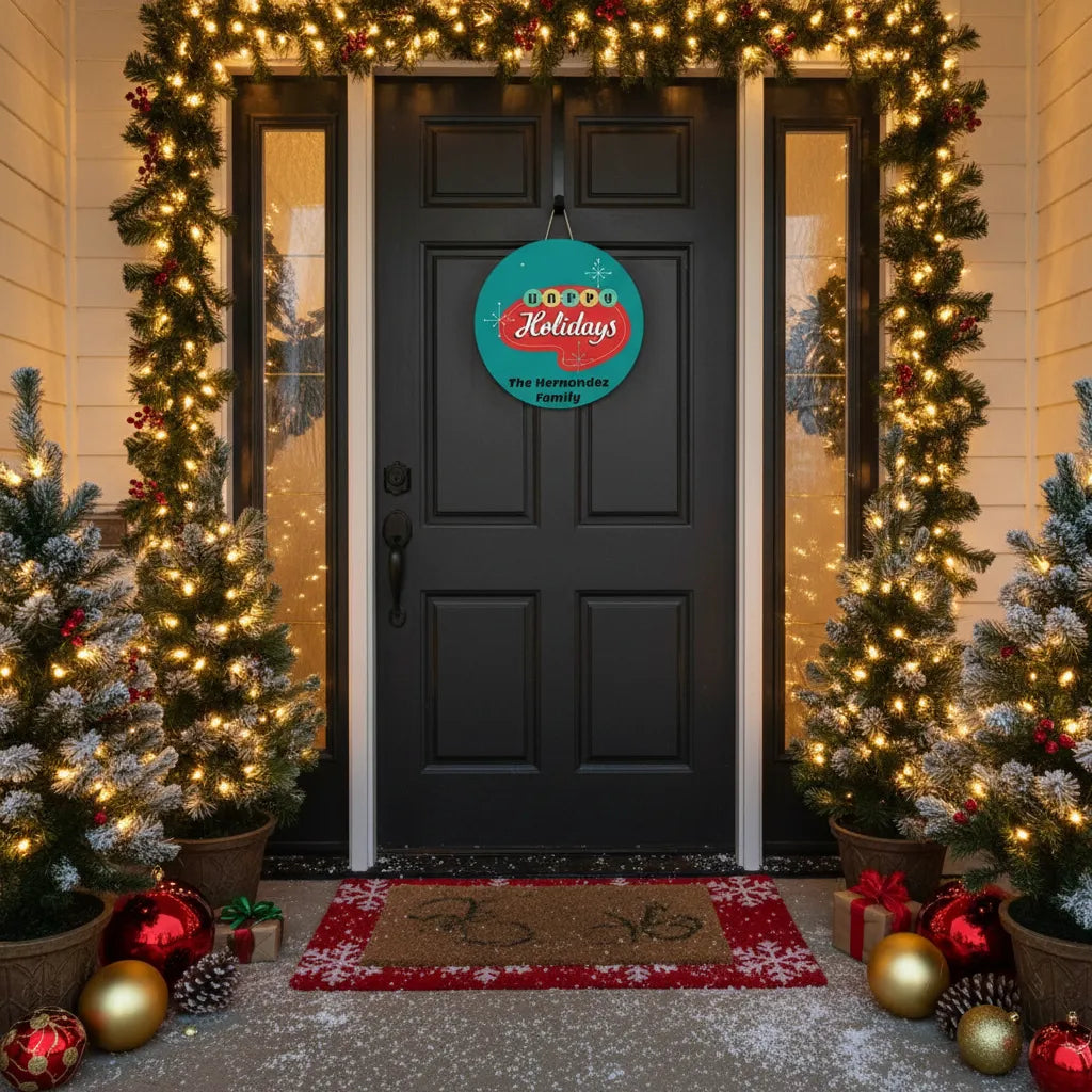 Mid Century Modern Happy Holidays Sign