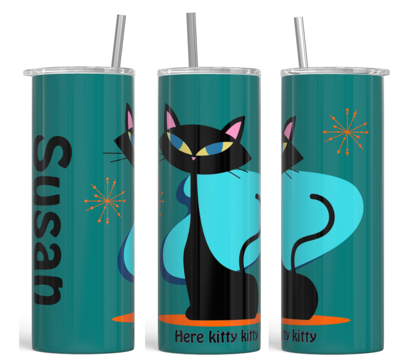 Mid-Century Cat Vibes Personalized Tumbler