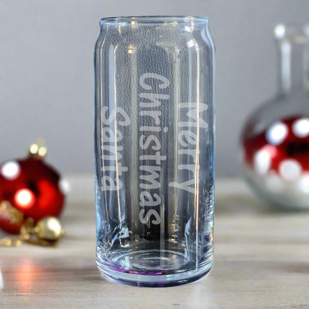 Sample Etched Christmas Text Glass Custom Personalized