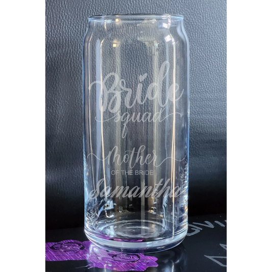 Wedding Party Glass Can ~ 20 ounce