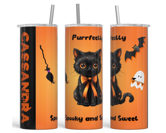 Spooky and Sweet Personalized Tumbler 🐈‍⬛