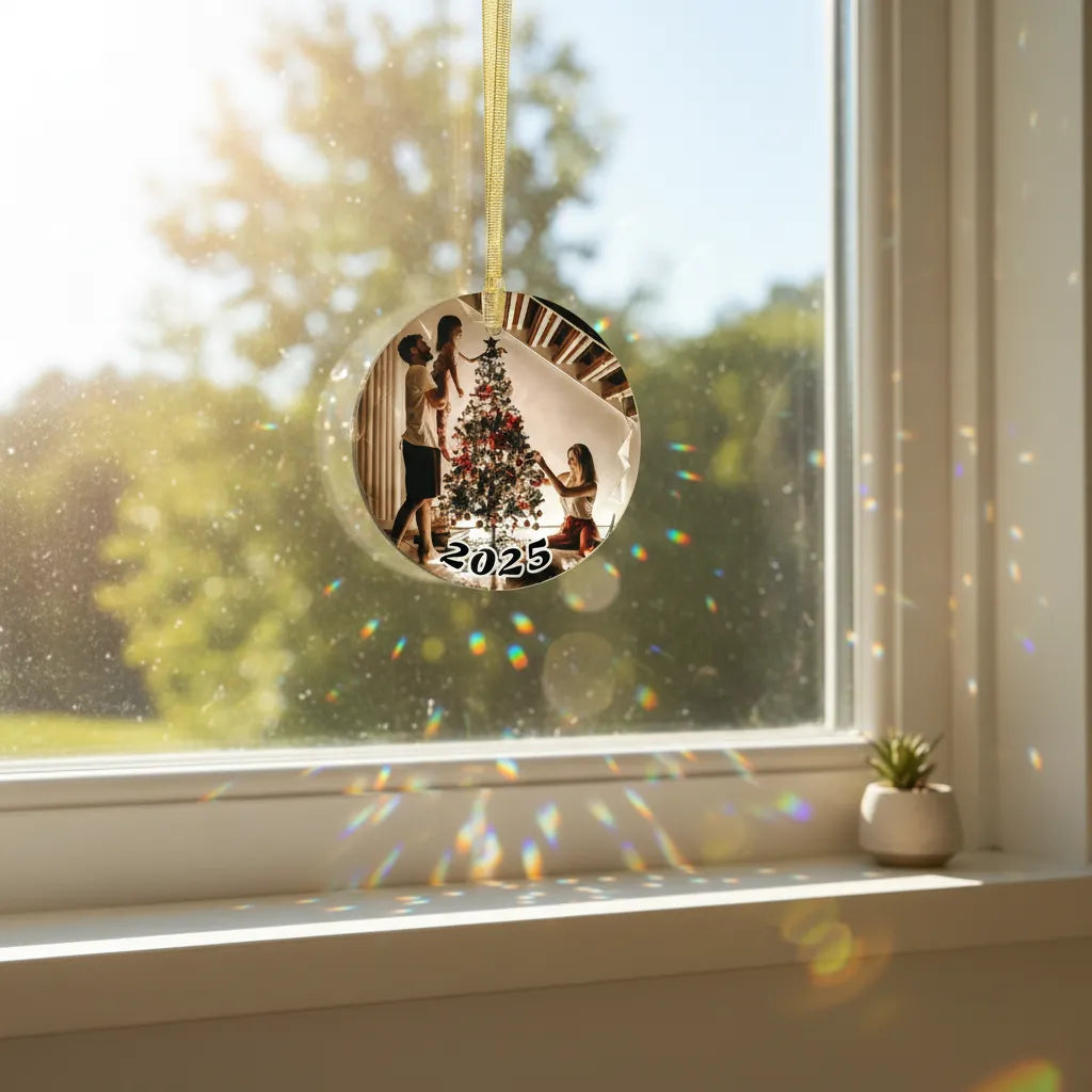 Personalized Glass Photo Ornament – Custom Keepsake or Suncatcher