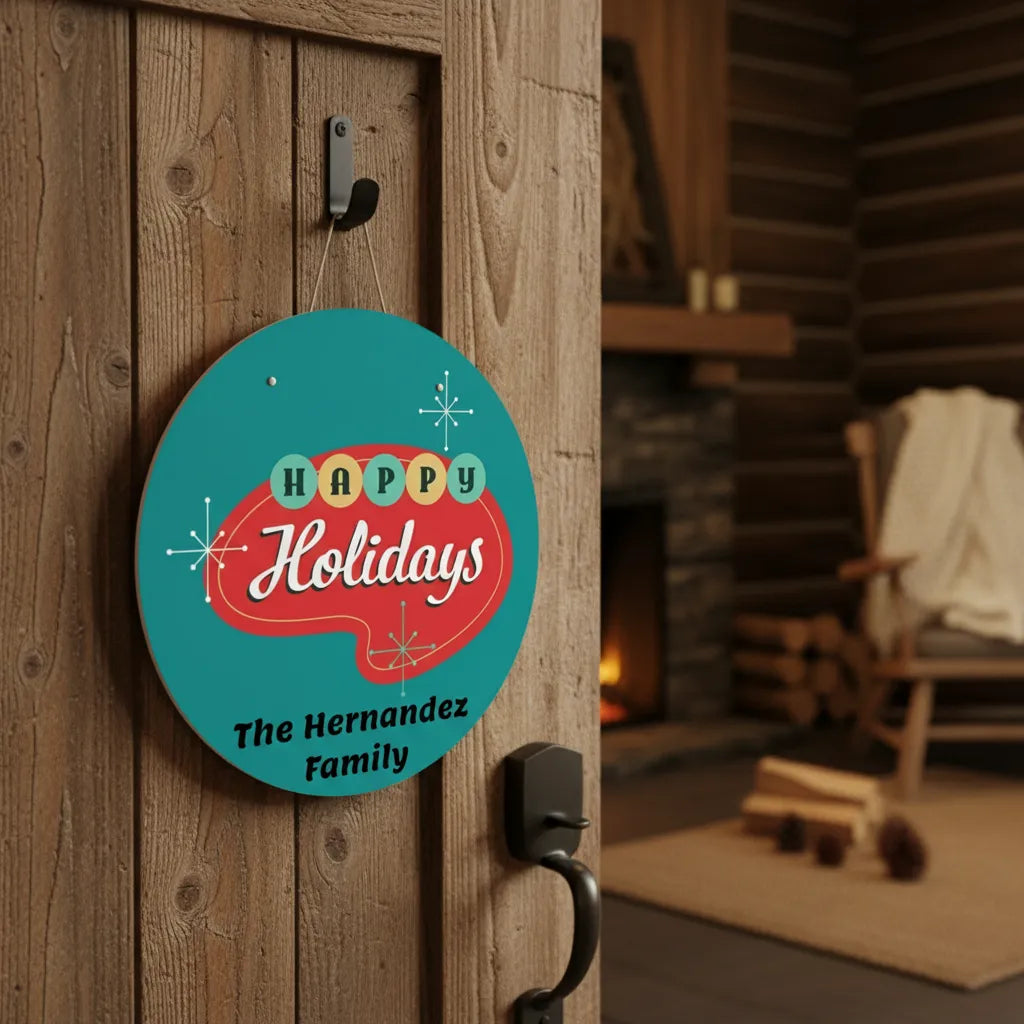 Mid Century Modern Happy Holidays Sign